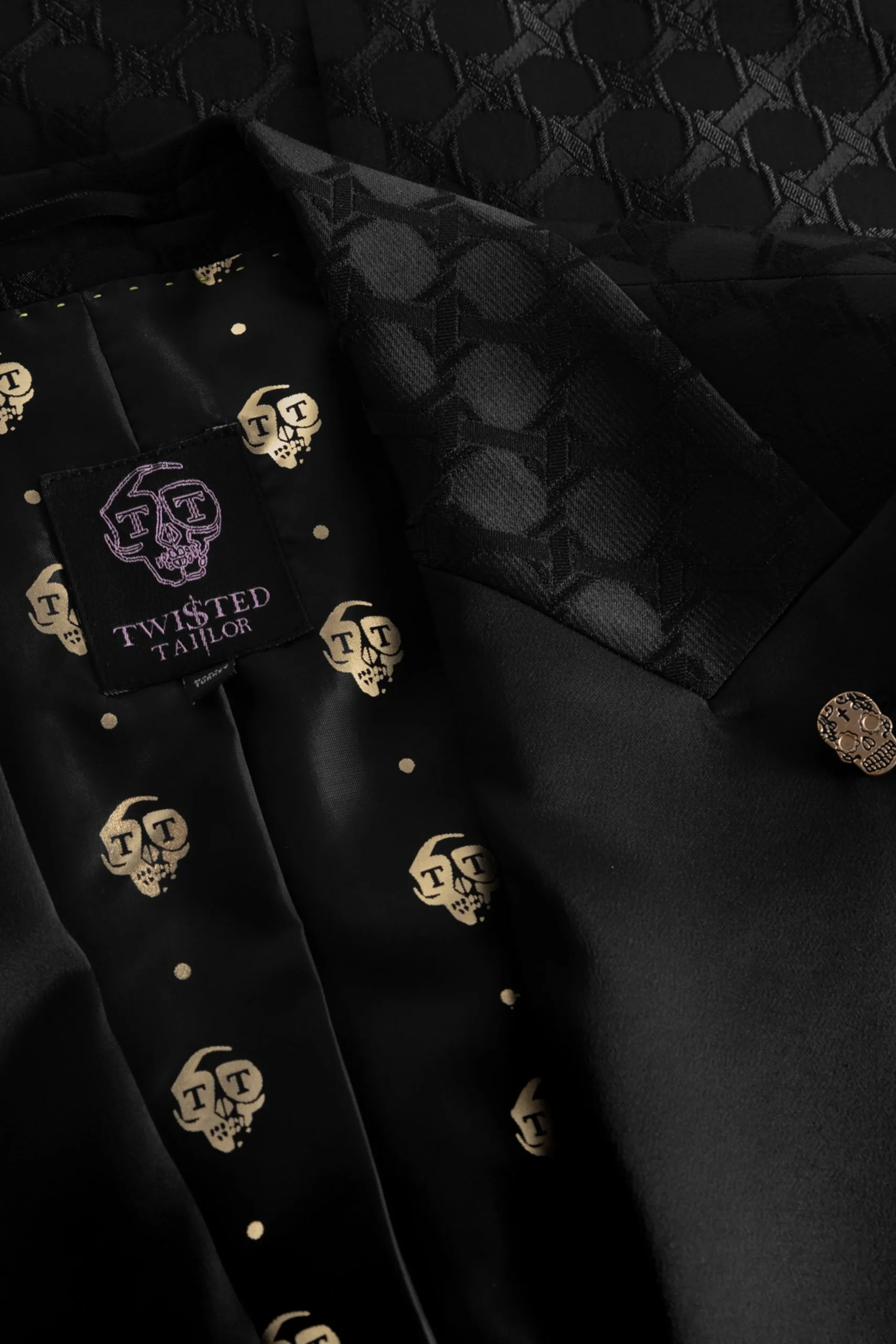 Style·Bold Prints|Occasion·Back To It|Twisted Tailor Papatya Slim Fit Black Jacquard Suit