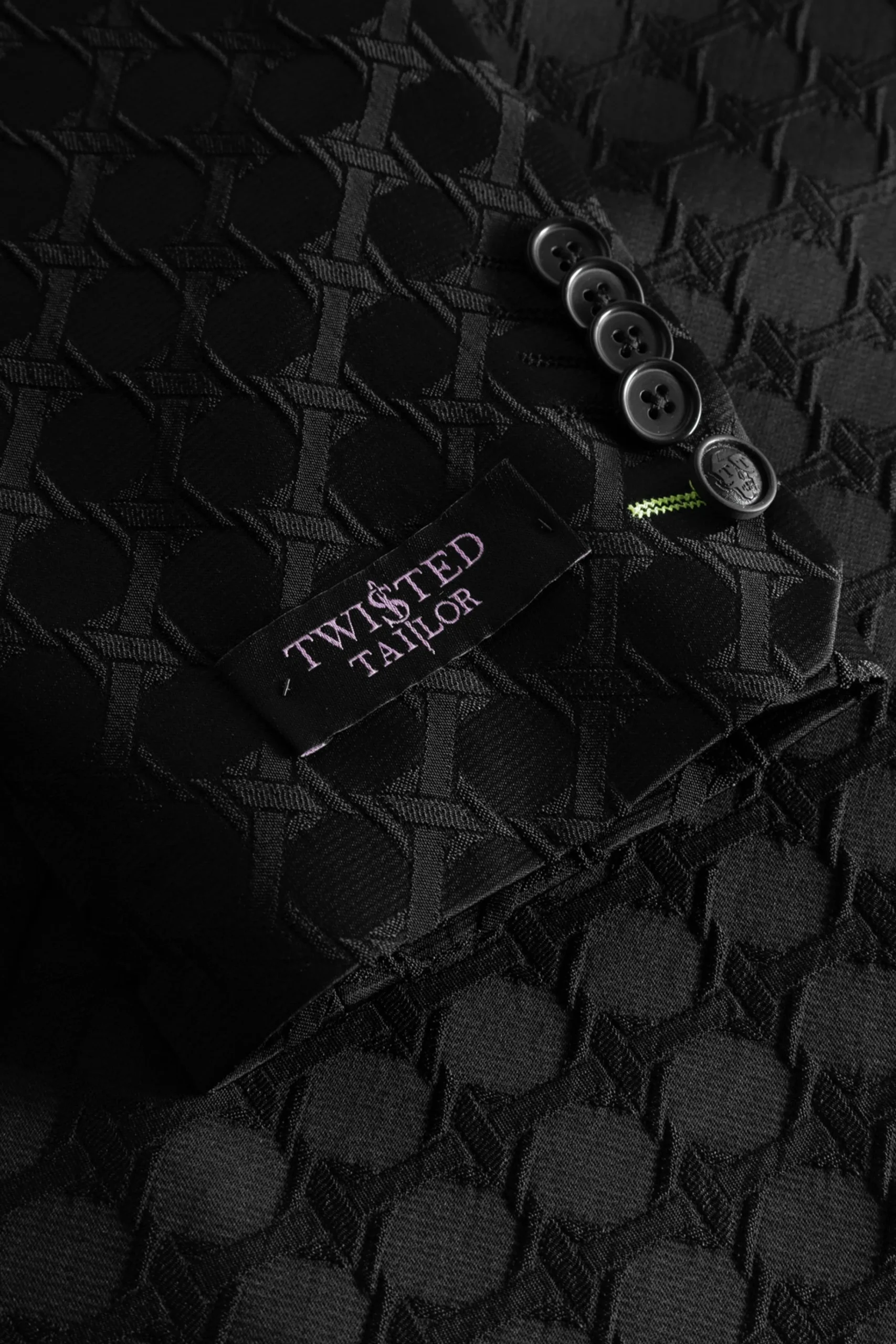 Style·Bold Prints|Occasion·Back To It|Twisted Tailor Papatya Slim Fit Black Jacquard Suit