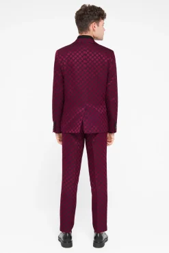 Trousers·Casual Trousers|Twisted Tailor Papatya Slim Fit Burgundy Jacquard Trousers