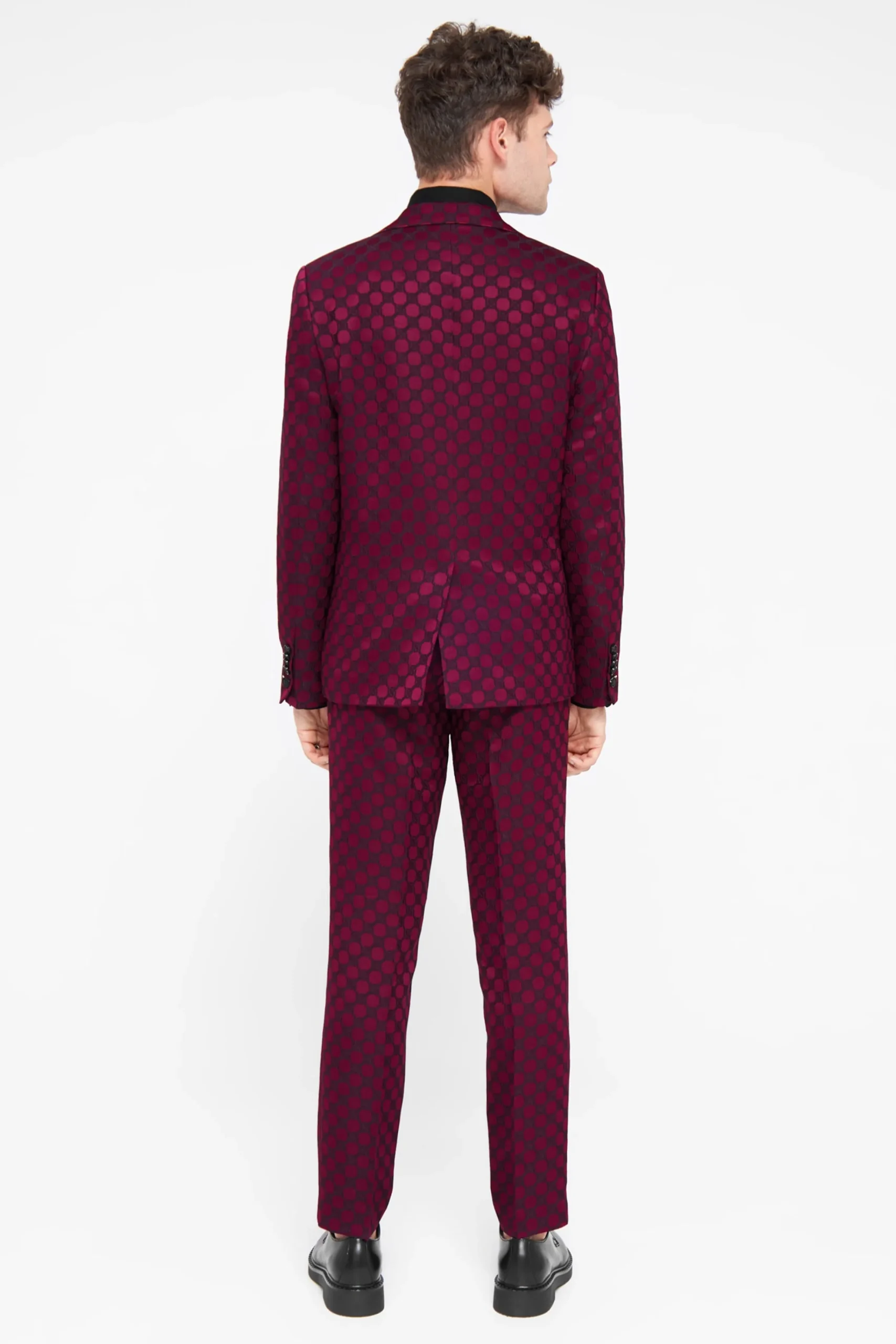 Style·Bold Prints|Occasion·Party Suits|Twisted Tailor Papatya Slim Fit Burgundy Jacquard Suit