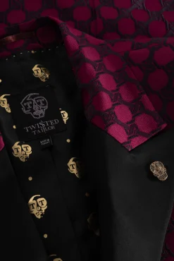 Style·Bold Prints|Occasion·Party Suits|Twisted Tailor Papatya Slim Fit Burgundy Jacquard Suit