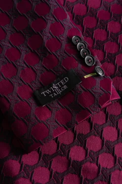 Style·Bold Prints|Occasion·Party Suits|Twisted Tailor Papatya Slim Fit Burgundy Jacquard Suit