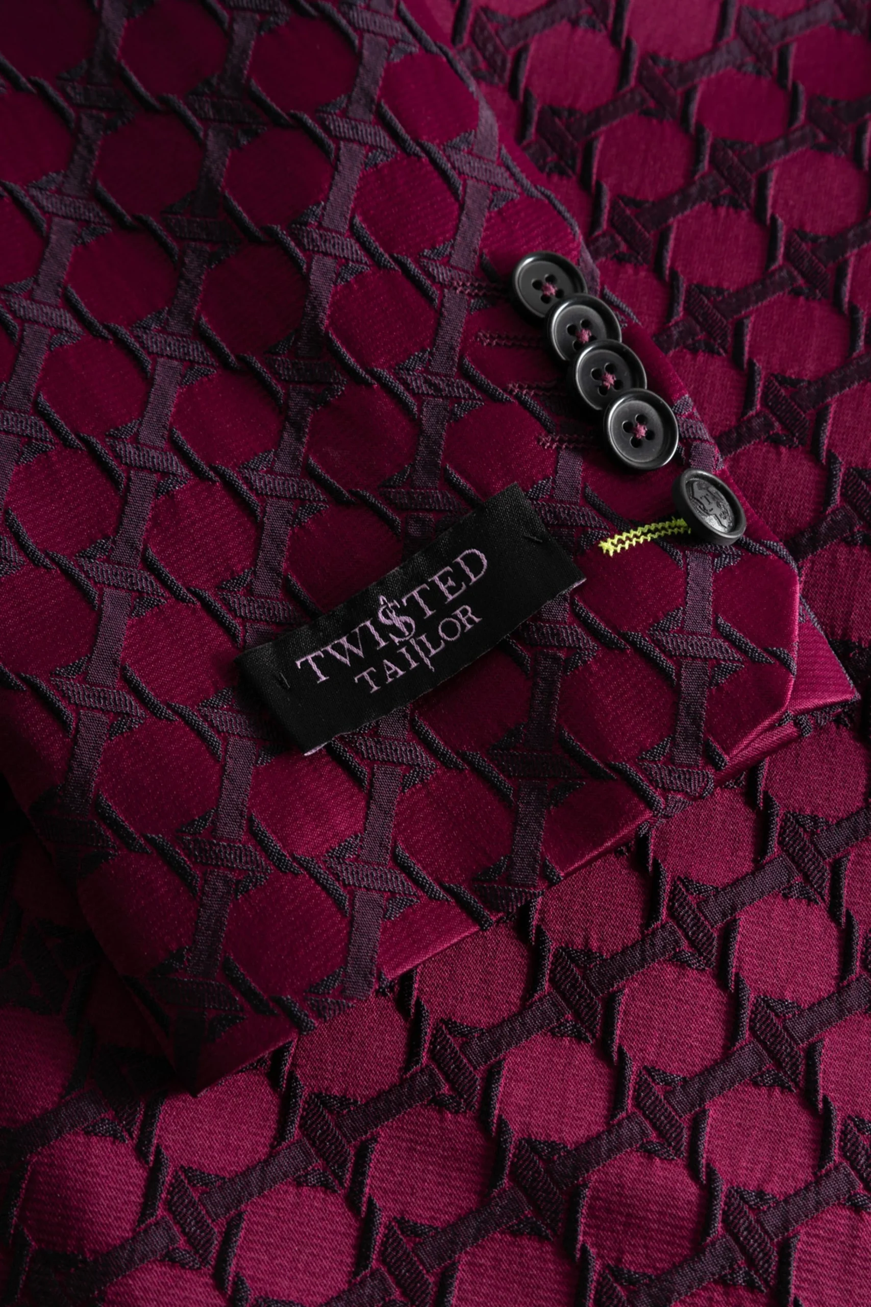 Style·Bold Prints|Occasion·Party Suits|Twisted Tailor Papatya Slim Fit Burgundy Jacquard Suit