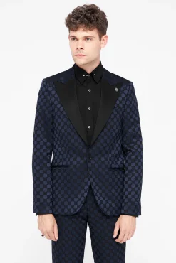Style·Bold Prints|Occasion·Party Suits|Twisted Tailor Papatya Slim Fit Navy Jacquard Suit
