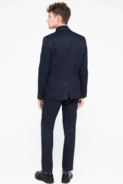Style·Bold Prints|Occasion·Party Suits|Twisted Tailor Papatya Slim Fit Navy Jacquard Suit