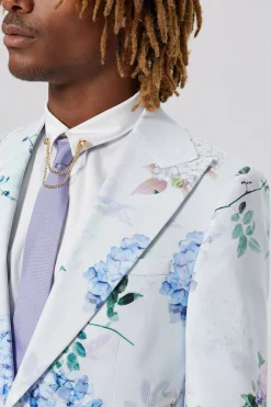 Style·Floral Suits|Style·2 Piece Suits|Twisted Tailor Pickhurst Skinny Fit Blue Floral Cotton Suit