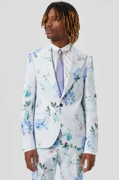 Jackets·Floral Jackets|Twisted Tailor Pickhurst Skinny Fit Blue Floral Cotton Jacket