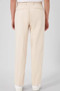 Unisex|Twisted Tailor Pierre Oversized Beige Cotton Trousers