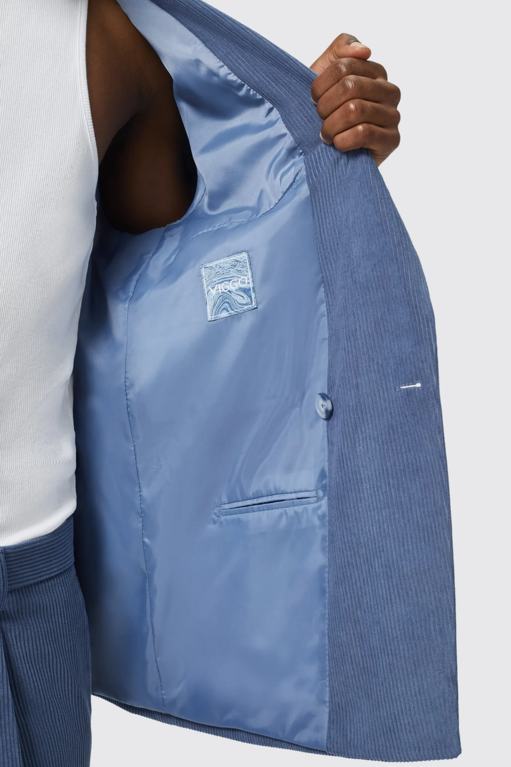 Unisex|Style·Double Breasted Suits|Twisted Tailor Pirlo Oversized Double Breasted Blue Corduroy Suit