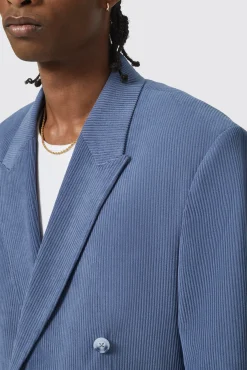 Unisex|Jackets·Casual Jackets|Twisted Tailor Pirlo Oversized Double Breasted Blue Corduroy Jacket