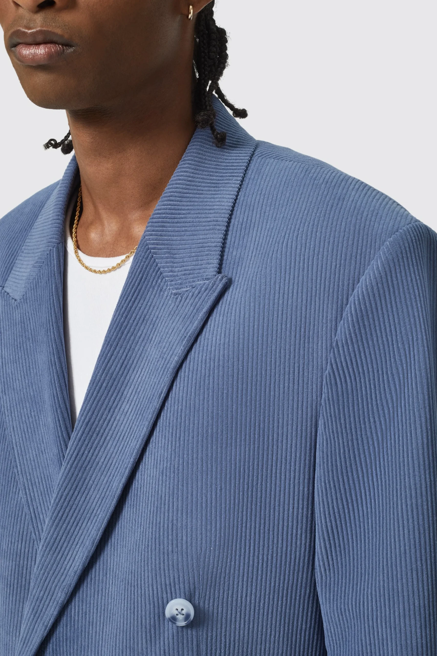 Unisex|Jackets·Casual Jackets|Twisted Tailor Pirlo Oversized Double Breasted Blue Corduroy Jacket