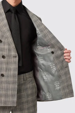 Jackets·Work Jackets|Twisted Tailor Plunkett Slim Fit Grey Check Double Breasted Jacket