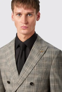 Style·Check Suits|Style·Double Breasted Suits|Twisted Tailor Plunkett Slim Fit Grey Check Double Breasted Suit