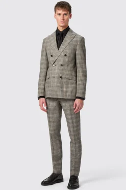 Trousers·Work Trousers|Trousers·Casual Trousers|Twisted Tailor Plunkett Slim Fit Grey Check Trousers