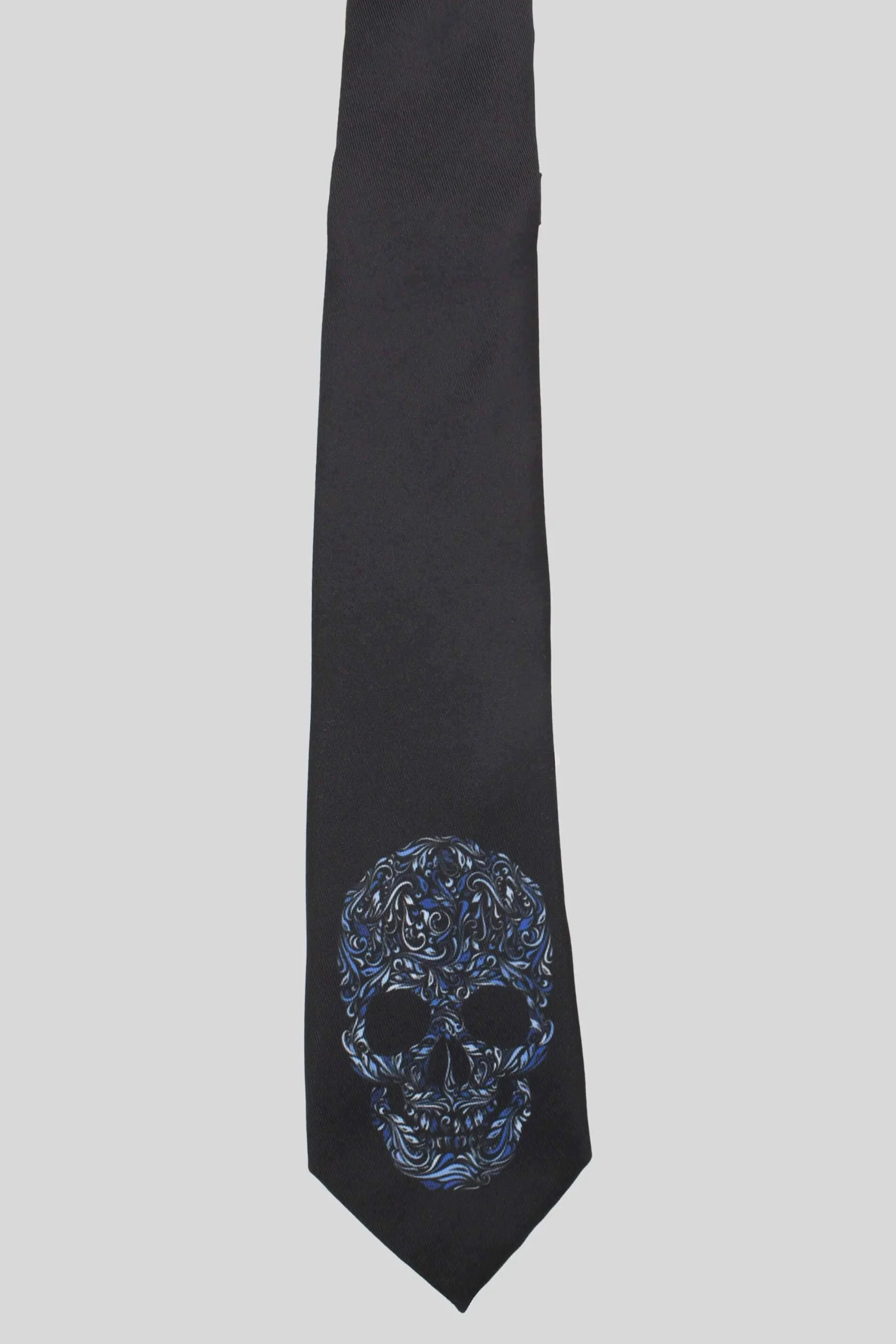 Suit Accessories·Ties|Twisted Tailor Rembrandt Black Skull Print Tie
