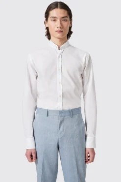 Style·Premium Shirts|Style·Everyday Essentials|Twisted Tailor Saunders Slim Fit Grandad Collar White Linen Shirt