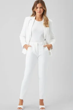 Woman|Twisted Tailor Sian Skinny Fit White Cotton Trousers