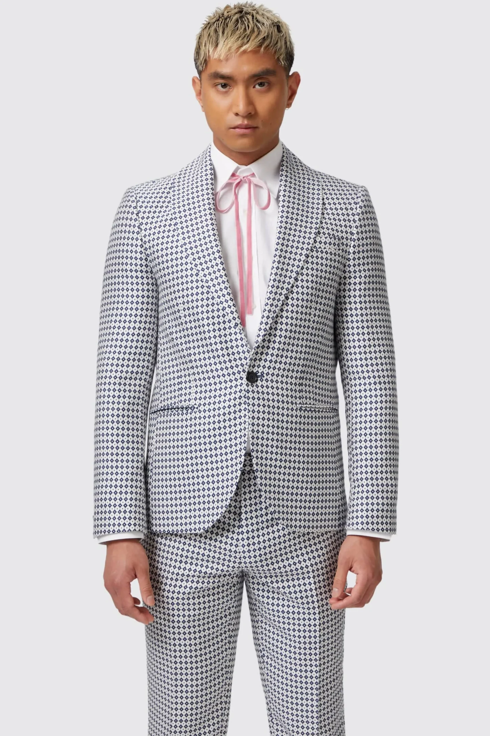 Style·Bold Prints|Occasion·Party Suits|Twisted Tailor Siorek Slim Fit Navy Jacquard Suit
