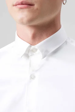 Style·Plain Shirts|Occasion·Formal Shirts|Twisted Tailor Slinky Slim Fit White Sateen Shirt