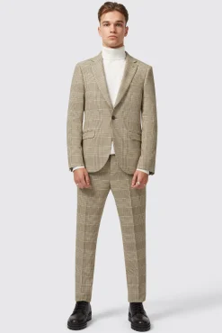 Jackets·Work Jackets|Twisted Tailor Strauss Slim Fit Neutral Check Jacket
