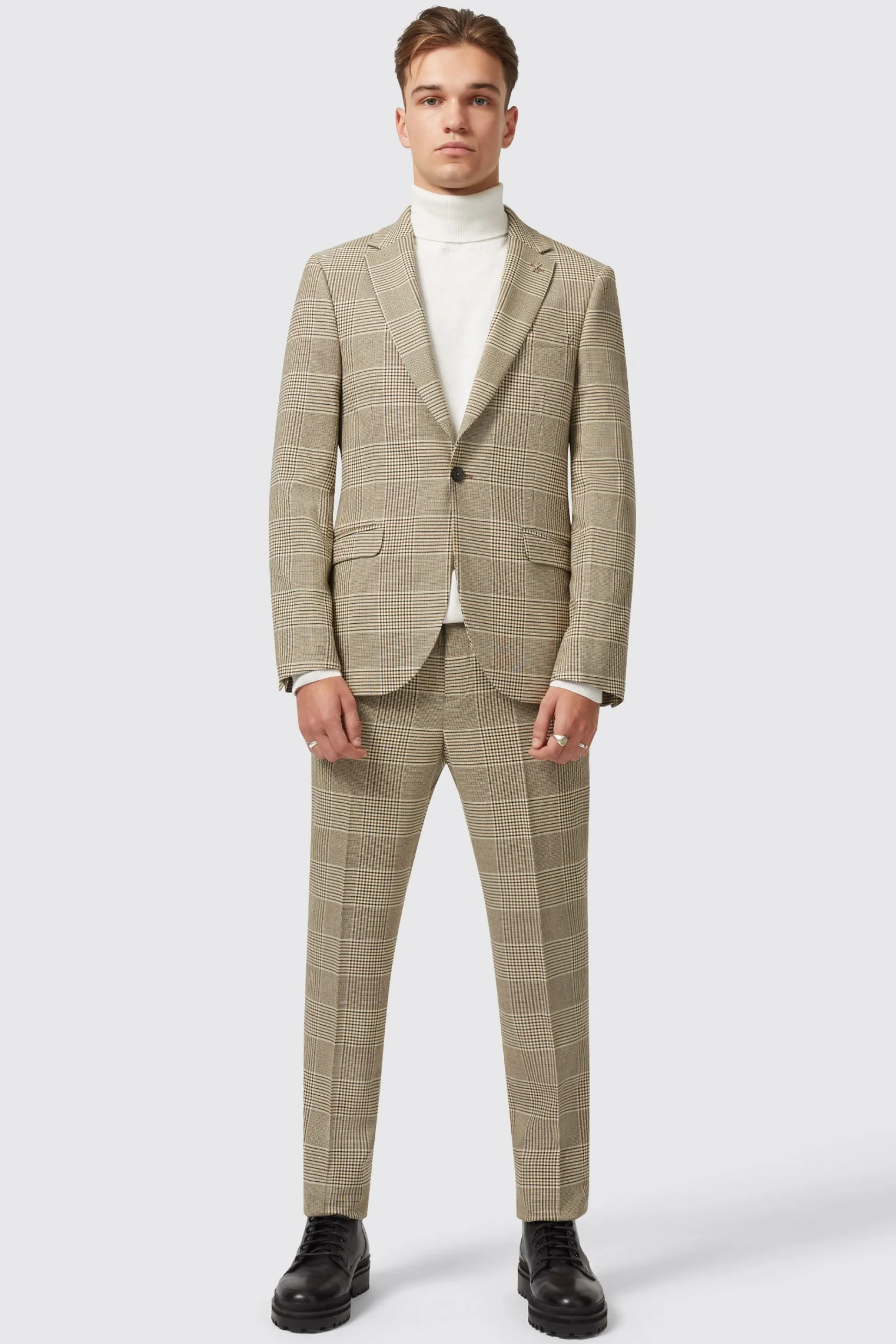Style·Check Suits|Style·2 Piece Suits|Twisted Tailor Strauss Slim Fit Neutral Check Suit