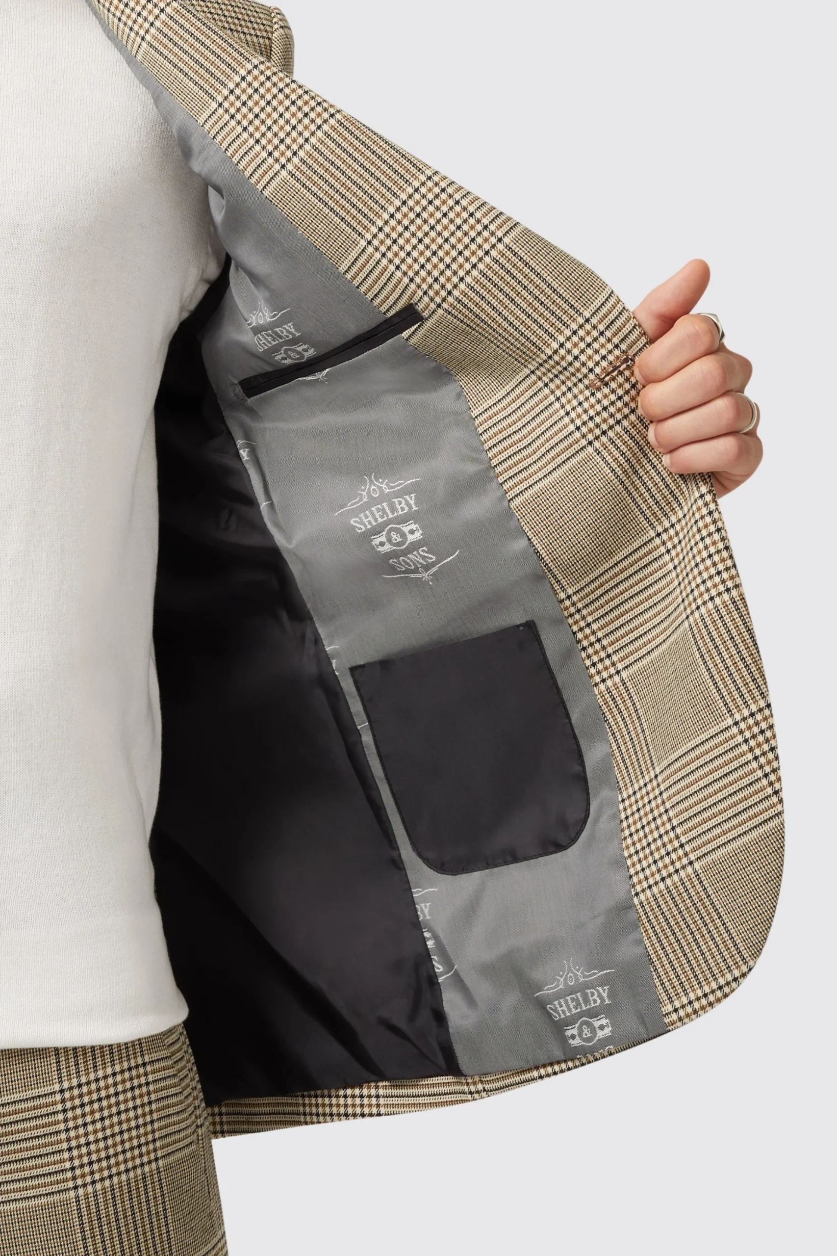 Style·Check Suits|Style·2 Piece Suits|Twisted Tailor Strauss Slim Fit Neutral Check Suit