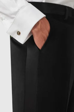 Trousers·Party Trousers|Twisted Tailor Sylvester Skinny Fit Black Velvet Tuxedo Trousers