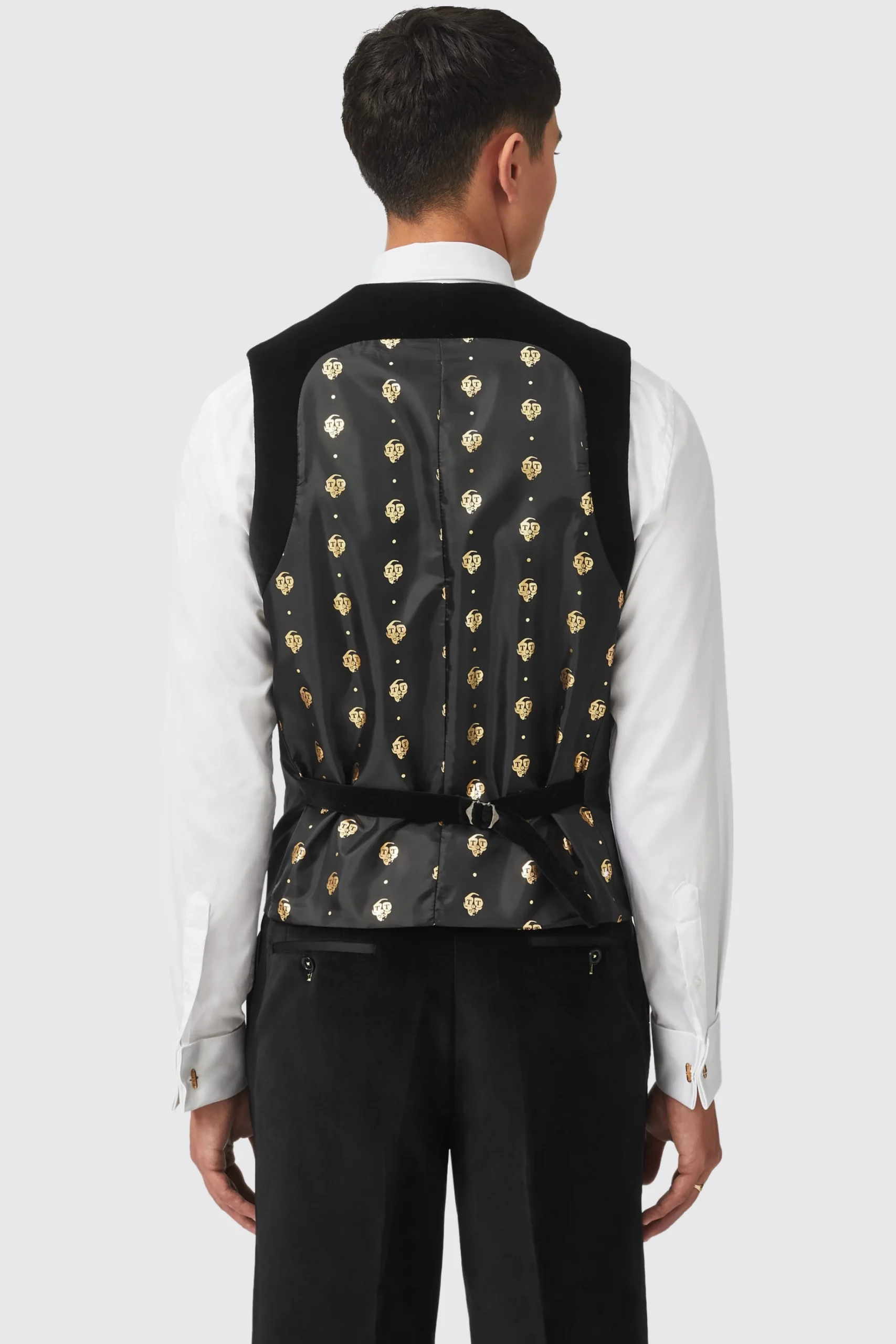 Waistcoats|Twisted Tailor Sylvester Skinny Fit Black Velvet Tuxedo Waistcoat