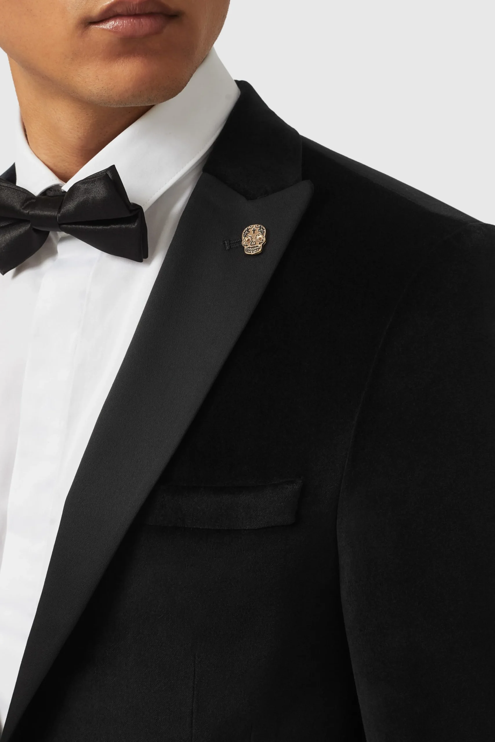 Style·3 Piece Suits|Style·Tuxedos|Twisted Tailor Sylvester Skinny Fit Black Velvet Tuxedo Suit