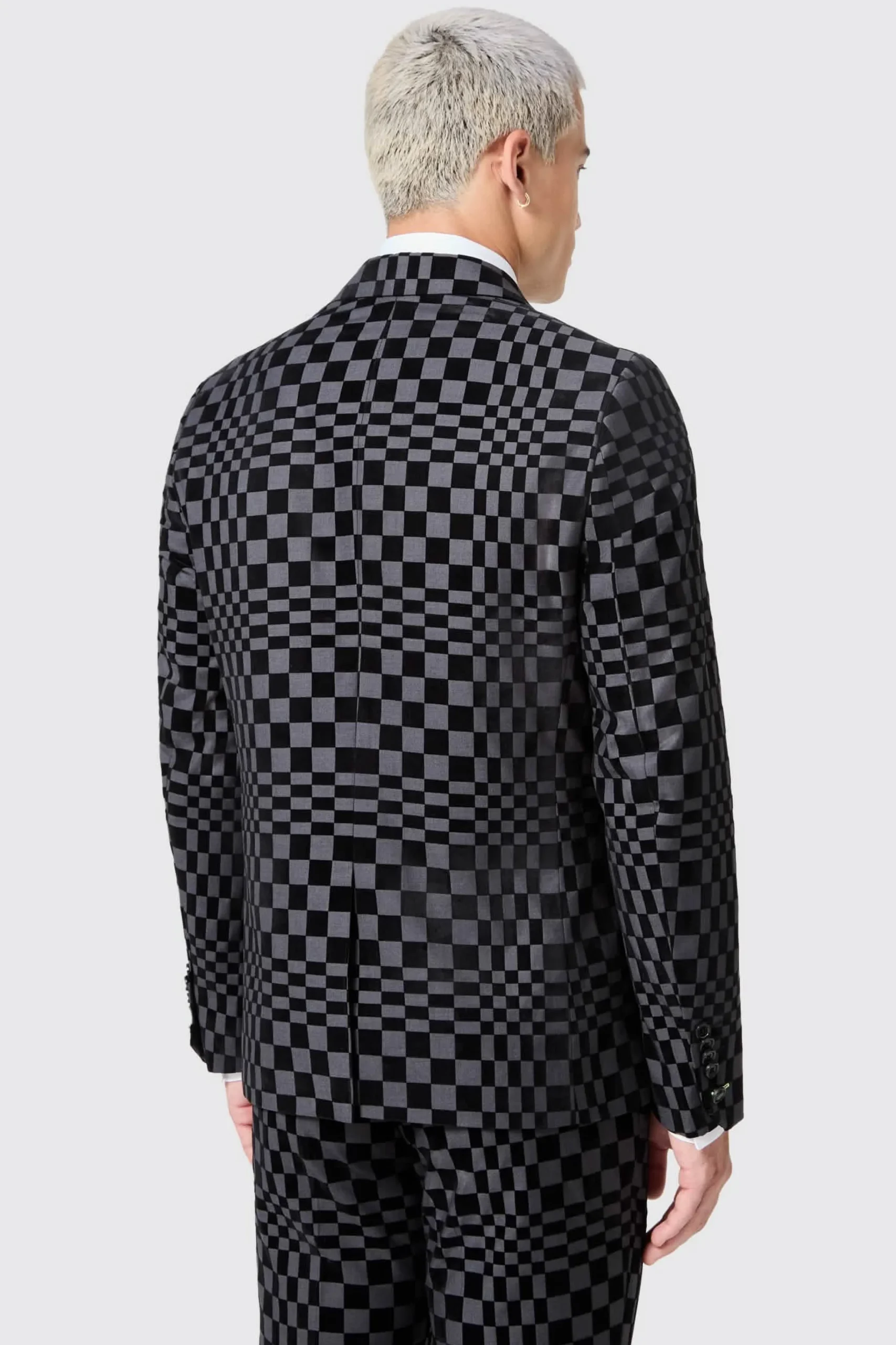 Style·2 Piece Suits|Style·Bold Prints|Twisted Tailor Tiber Skinny Fit Grey Check Tuxedo Suit