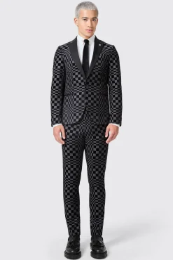 Jackets·Party Jackets|Twisted Tailor Tiber Skinny Fit Grey Check Tuxedo Jacket