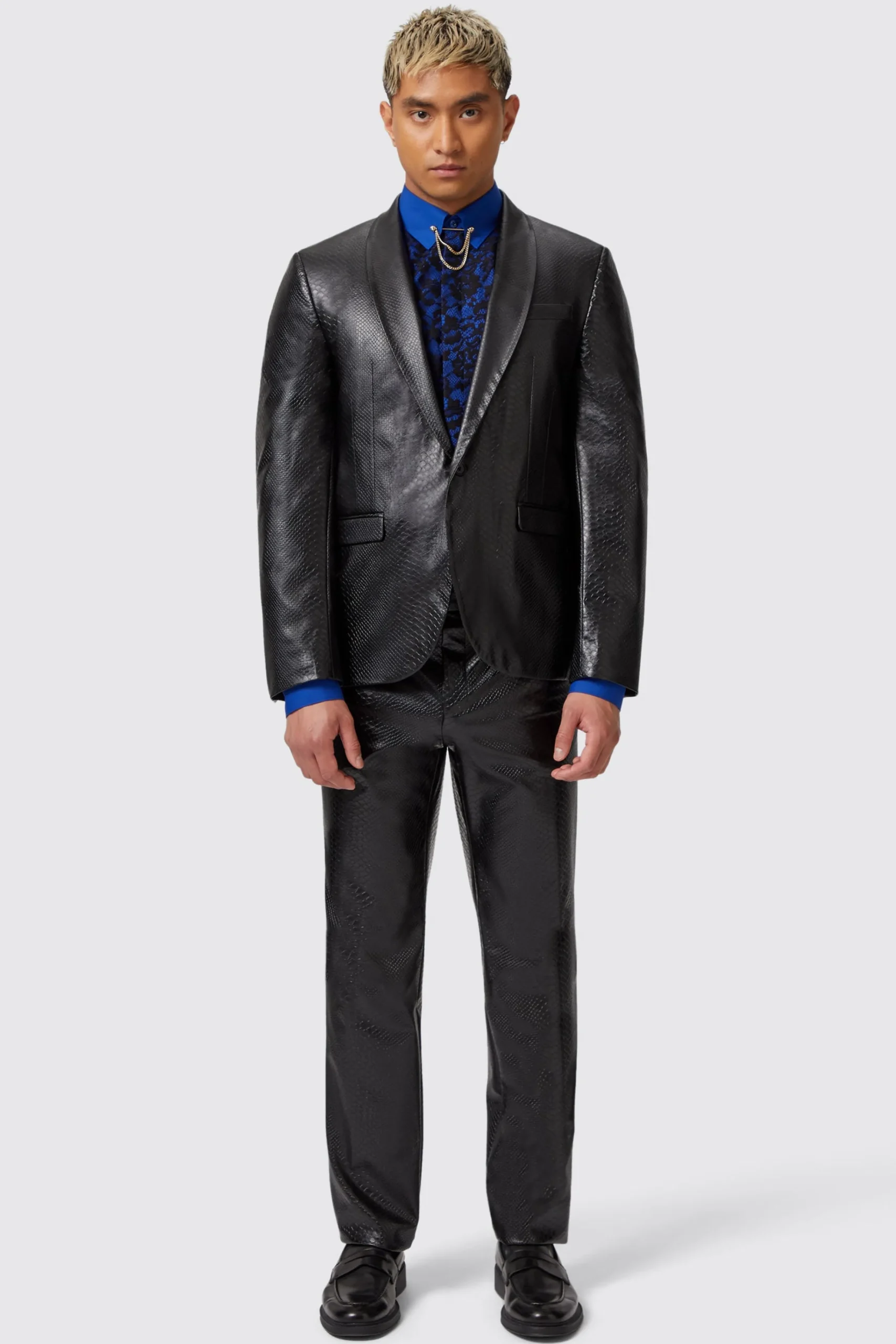 Trousers·Party Trousers|Twisted Tailor Trinity Slim Fit Faux Leather Snakeskin Trousers
