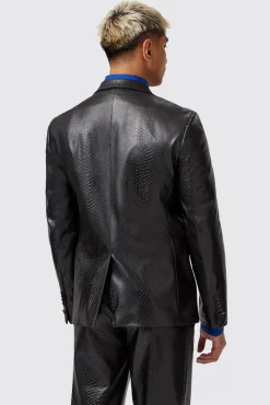 Style·2 Piece Suits|Style·Bold Prints|Twisted Tailor Trinity Slim Fit Faux Leather Snakeskin Suit