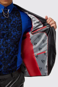 Jackets·Party Jackets|Twisted Tailor Trinity Slim Fit Faux Leather Snakeskin Jacket