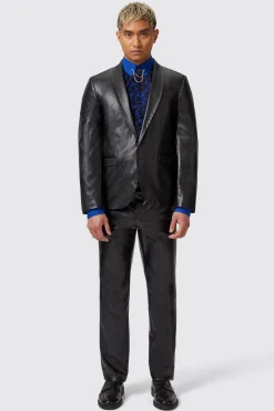 Jackets·Party Jackets|Twisted Tailor Trinity Slim Fit Faux Leather Snakeskin Jacket