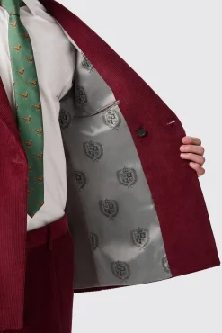 Jackets·Work Jackets|Twisted Tailor Waugh Slim Fit Burgundy Corduroy Double Breasted Jacket