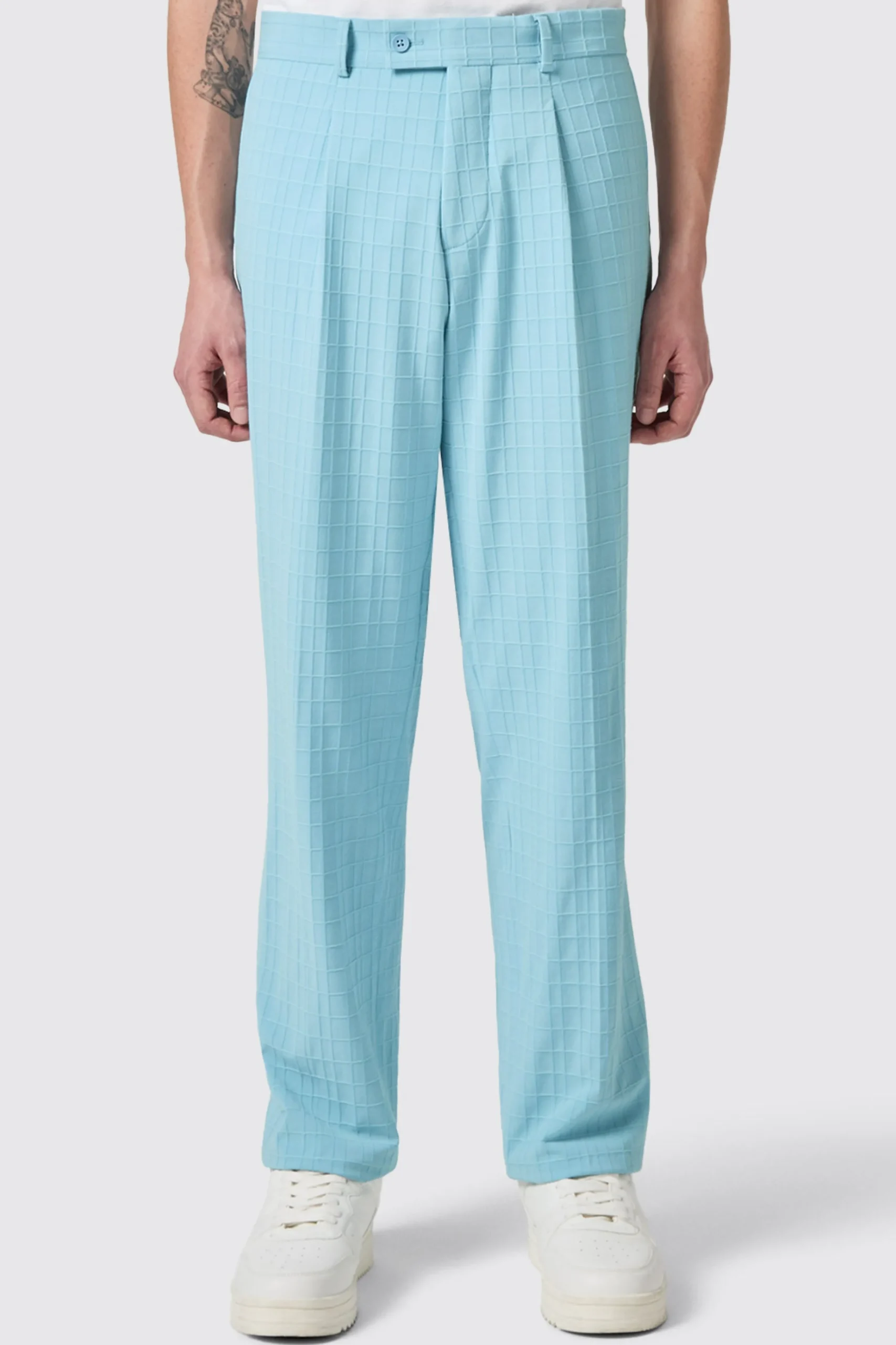 Trousers·Casual Trousers|Unisex|Twisted Tailor Zidan Oversized Blue Jacquard Trousers